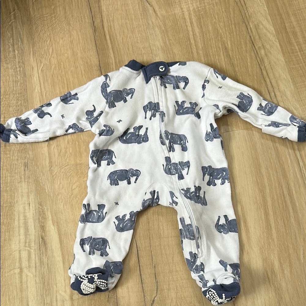 Burt's Bees Baby White and Blue Footie One Piece